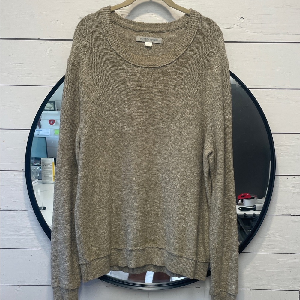 🍂 Outerknown Shelter Crew Sweater – Clay – Men’s Large – Great Condition